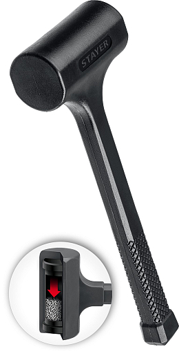 Фото 1 товара Молоток STAYER 1350 г, 60 мм, облитый эластомером, безынерционный 2042-1350