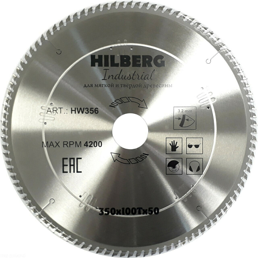 Фото 0 товара Диск пильный Hilberg Industrial Дерево 350*50*100Т