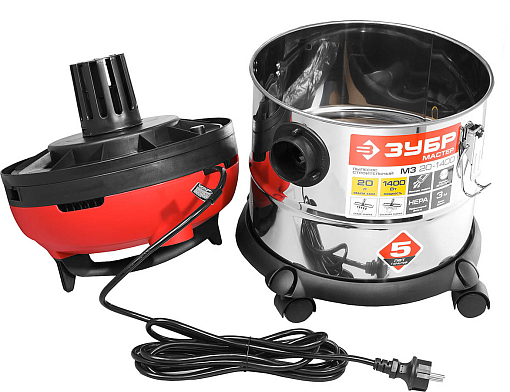 Фото 4 товара Пылесос строительный ПУ-20-1400 М3 Мастер ЗУБР 1400 Вт