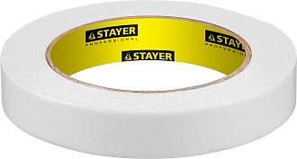 Двусторонняя клейкая лента (скотч) STAYER 12231-19-05 19 мм х 5 м, белая, на вспененной основе - фото 1