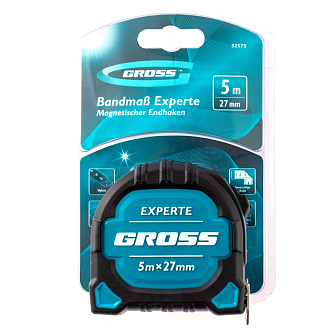 Рулетка Experte, 5 м x 27 мм, двухкомп. корп., магнит, двухстор. разметка, нейлон Gross - фото 4