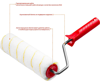 Валик малярный MIRAX 240 мм 03816-24 d=48 мм, ворс 12 мм, ручка d=8 мм - фото 2