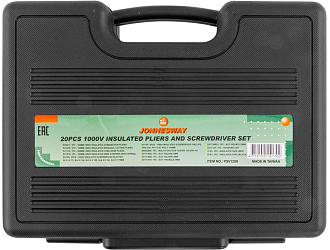 Набор диэлектрический с изолентой, отверток стержневых и шарнирно-губцевого инструмента, 20 предметов, Jonnesway - фото 4