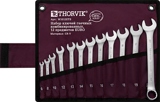 Набор ключей гаечных комбинированных серии ARC в сумке, 6-22 мм, 12 предметов EURO, THORVIK - фото 2