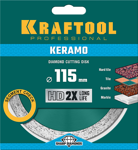 Фото 2 товара Диск отрезной KERAMO KRAFTOOL 36684-115 115Х22.2 мм, алмазный, сплошной, по керамограниту, керамической плитке