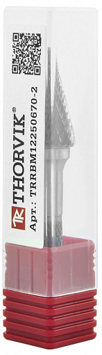 Фото 4 товара Борфреза твердосплавная коническая, тип M, 12 мм, двойная насечка, в боксе, THORVIK