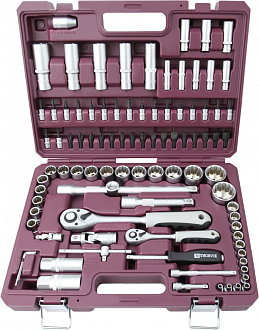 Набор инструмента универсальный 1/4", 1/2"DR с головками торцевыми 12-гранными, 94 предмета, THORVIK - фото 2