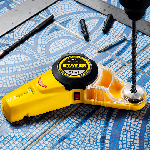 Фото 7 товара Уровень с приспособлением для сверления STAYER 34987 7 м, точн. +/-1,5 мм/м