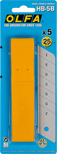 Фото 4 товара OLFA 25 мм, 5 шт., Лезвия сегментированные OL-HB-5B