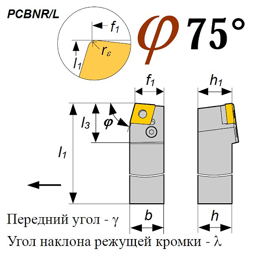 Фото 1 товара Резец PCBNR 2020 K12 проходной