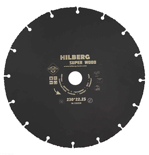 Фото 0 товара Диск карбид вольфрамовый отрезной 230*22,23 Hilberg Super Wood