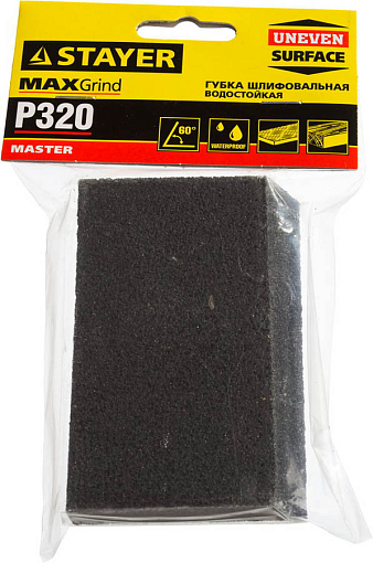 Фото 1 товара Губка шлифовальная STAYER 100x68x42x26мм, P320, угловая, средняя жесткость, 3561-320
