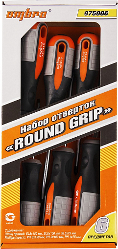 Фото 1 товара Набор отверток стержневых ROUND GRIP, 6 предметов, Ombra