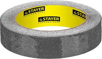 Черная, лента клейкая противоскользящая (скотч) STAYER 12270-25-05 25 мм х 5м - фото 1