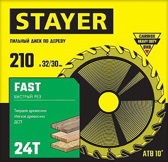 Диск пильный по дереву FAST STAYER 210 x 32/30 мм, 24Т, 3680-210-32-24_z01 Master - фото 2