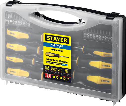 Фото 6 товара Отвертки с магнитным наконечником Hercules STAYER 27 предм., 25827 Master