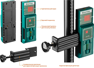 Лазерный нивелир с детектором в кейсе KRAFTOOL LL360 4 34645-4 Professional линейный - фото 5