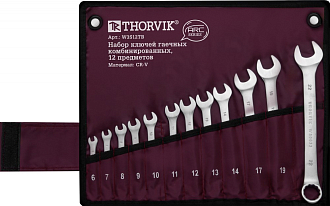 Набор ключей гаечных комбинированных серии ARC в сумке, 12 предметов (6-14,17,19,22 мм) (в тубусе Thorvik), THORVIK - фото 3