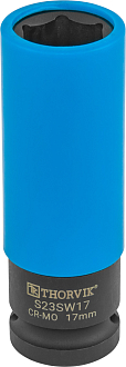 Головка торцевая ударная удлиненная тонкостенная 1/2"DR для легкосплавных колесных дисков, 17 мм, THORVIK - фото 1