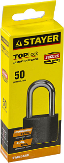 Замок навесной TOPLock STAYER 37160-50-1 50х42х22 мм, металлический корпус, закаленная удлиненная дужка - фото 2