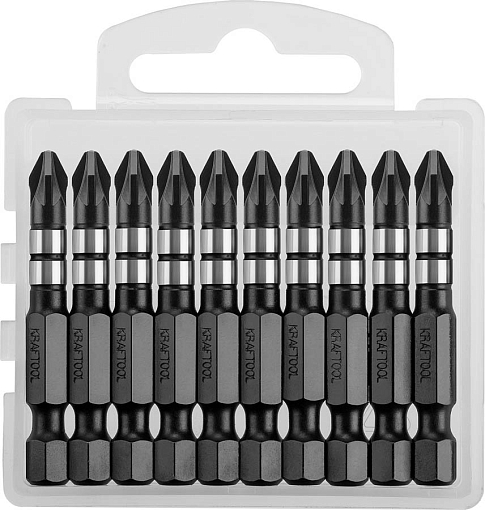 Фото 0 товара Профессиональные ударные биты Impact Pro KRAFTOOL 26193-2-50-S10 50 мм, 10 шт., PZ2