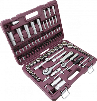 Набор инструмента универсальный 1/4", 1/2"DR с головками торцевыми 12-гранными, 94 предмета, THORVIK - фото 3