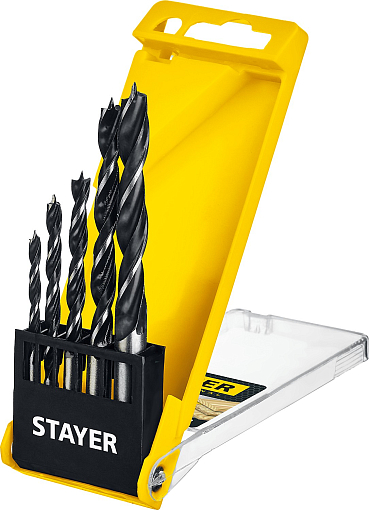 Фото 1 товара Набор спиральных сверл по дереву "M-type" STAYER 5 шт., 4-5-6-8-10 мм, 2942-H5_z02 Professional