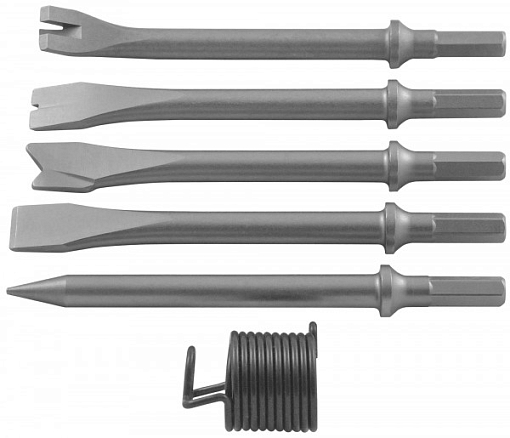 Фото 1 товара Набор молоток пневматический 2100 уд/мин., патрон H10, с насадками, 8 предметов, Jonnesway