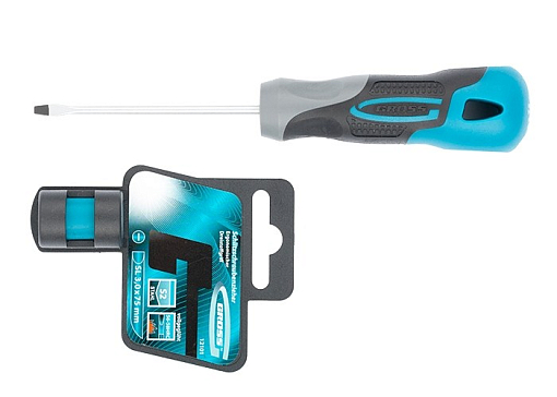 Фото 1 товара Отвертка SL3 x 75 мм, S2, трехкомп. рукоятка Gross