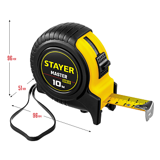 Рулетка STAYER 10 м х 25 мм, ударостойкий, обрезиненный корпус,34025-10_z01 Master - фото 4
