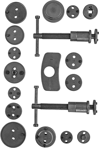 Фото 1 товара Приспособление для возврата поршней дисковых тормозных механизмов в наборе, 18 предметов, THORVIK