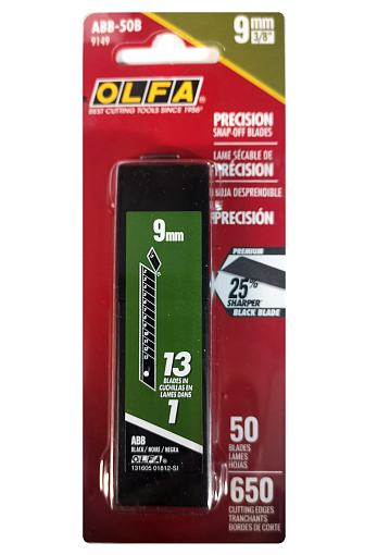 Фото 3 товара OLFA 50 шт., 9х80х0.38 мм, Лезвия сегментированные EXCEL BLACK OL-ABB-50B