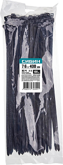 Хомуты нейлоновые черные СИБИН 400х7.6 мм, 100 шт, 3788-76-400 - фото 2
