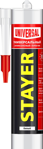 Фото 0 товара Силиконовый герметик STAYER 260 мл, универсальный, белый, 41213-0_z01