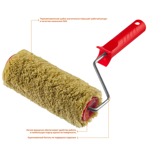 Фото 1 товара  Валик малярный MIRAX 180 мм 03715-18, d=40 мм, ворс 18 мм, ручка d=6 мм