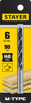 Спиральное сверло по дереву "M-type" STAYER d=6 х 90/50 мм, М-образная заточка, сталь HCS, 2942-090-06_z02 - фото 2