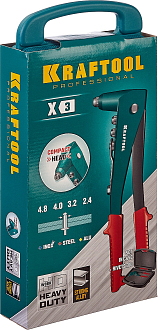 Литой заклепочник KRAFTOOL заклепки 2.4-4.8 мм - алюминий и сталь; 2.4-4.0 мм - нерж. сталь, в кейсе, с набором заклепок 31170-H6_z01 - фото 8