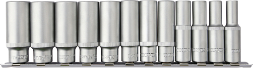 Фото 0 товара Набор головок торцевых глубоких 3/8"DR на держателе, 8-19 мм, 12 предметов, THORVIK
