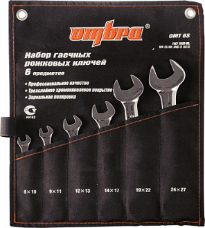 Набор ключей гаечных рожковых в сумке, 8-27 мм, 6 предметов, Ombra - фото 1
