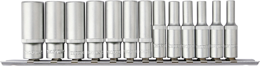Фото 0 товара Набор головок торцевых глубоких 12-гранных 1/4"DR на держателе, 4-14 мм, 13 предметов, THORVIK