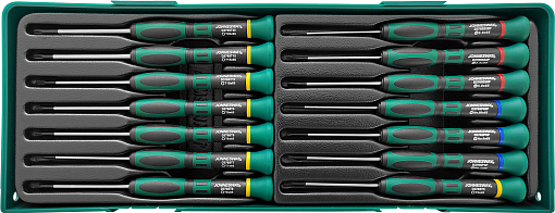 Фото 0 товара Набор отверток для точной механики в ложементе, L-65 мм, 14 предметов, Jonnesway