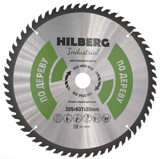 Фото 0 товара Диск пильный Hilberg Industrial Дерево 305*30*60Т