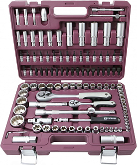 Набор инструмента универсальный 1/4", 1/2"DR с головками торцевыми 12-гранными, 108 предметов, THORVIK - фото 2