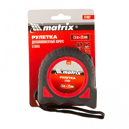Фото 4 товара Рулетка Strong, 7,5 м х 25 мм, обрез. корпус Matrix