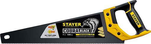 Фото 0 товара Ножовка универсальная (пила) COBRA BLACK STAYER 7 TPI, 400 мм, 2-15081-40_z01 Professional
