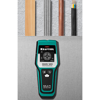 Детектор универсальный KRAFTOOL GMS 120 45298 черный металл 120 мм, цветной металл 80 мм, проводка 50 мм, дерево 20 мм - фото 8