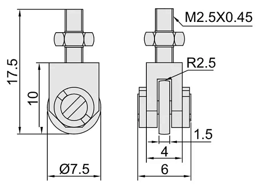 Фото 1 товара Наконечник для индикатора часового типа роликовый ф7.5мм длина 10мм стальной, INSIZE