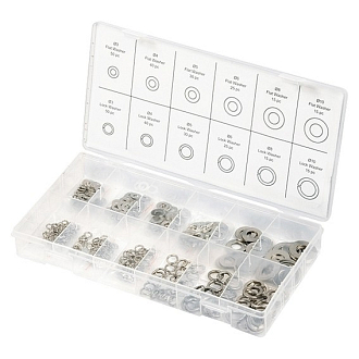 Набор шайб и гроверов, D шайб: 3 - 10 мм; D гроверов: 3 - 10 мм, 350 пред. Сибртех - фото 1