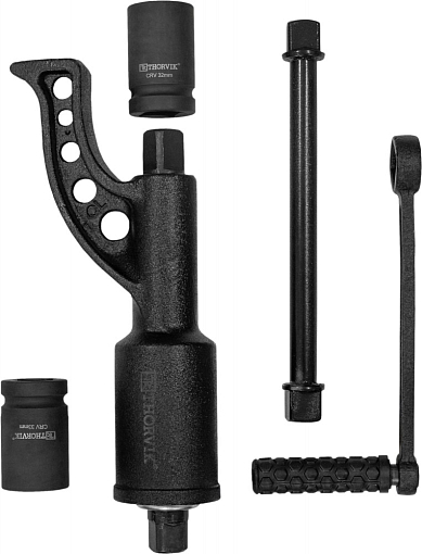 Фото 2 товара Гайковерт ручной механический удлиненный 1"DR, 3800 Нм и головки торцевые 1"DR 32 мм, 33 мм, THORVIK