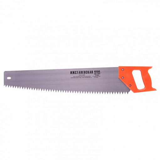 Фото 0 товара Ножовка по дереву, 600 мм, шаг зубьев 12 мм, пластиковая рукоятка (Ижевск) Россия